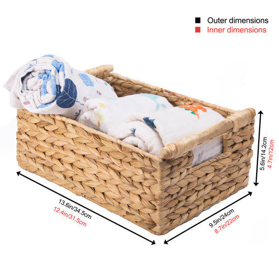 Medium Natural Water Hyacinth Wicker Storage - Low