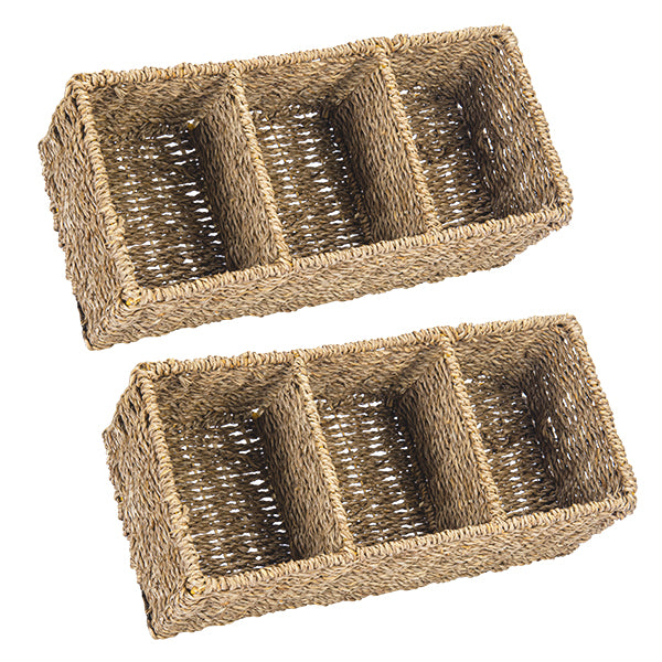 Compartments Seagrass Storage Baskets