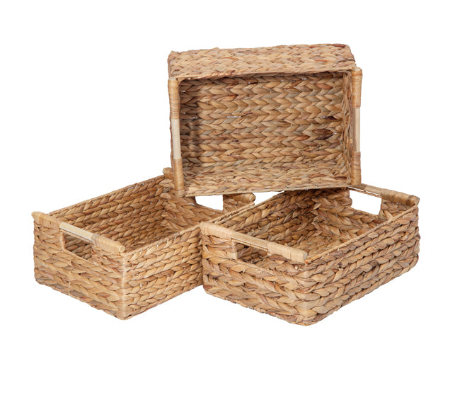 3 Large Water Hyacinth Baskets (Low)