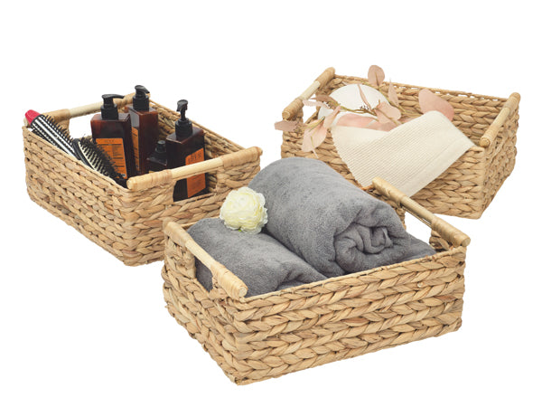 3 Large Water Hyacinth Baskets (Low)