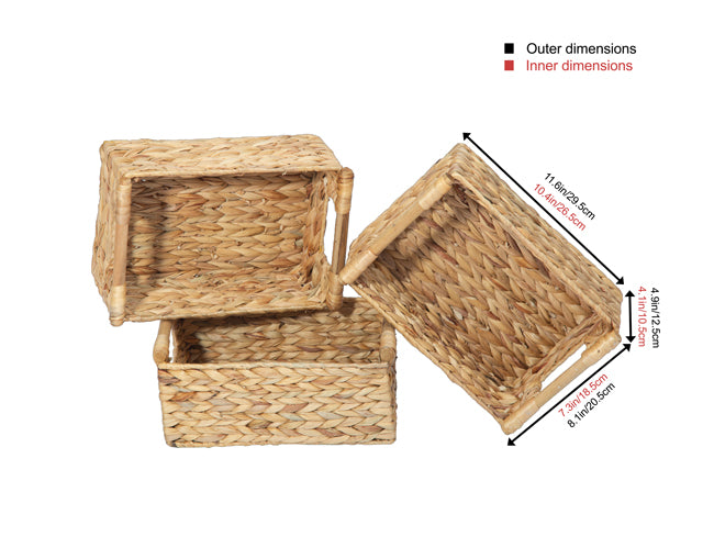 3 Small Water Hyacinth Baskets (Low)