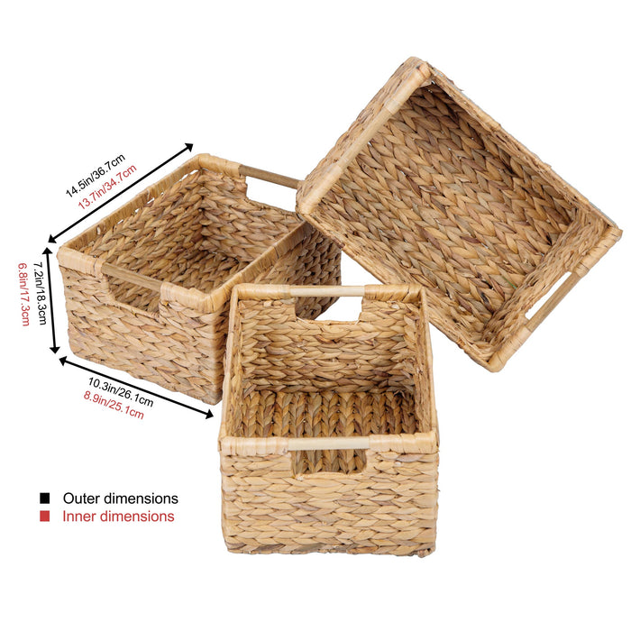 3 Large Water Hyacinth Basket Storage - High