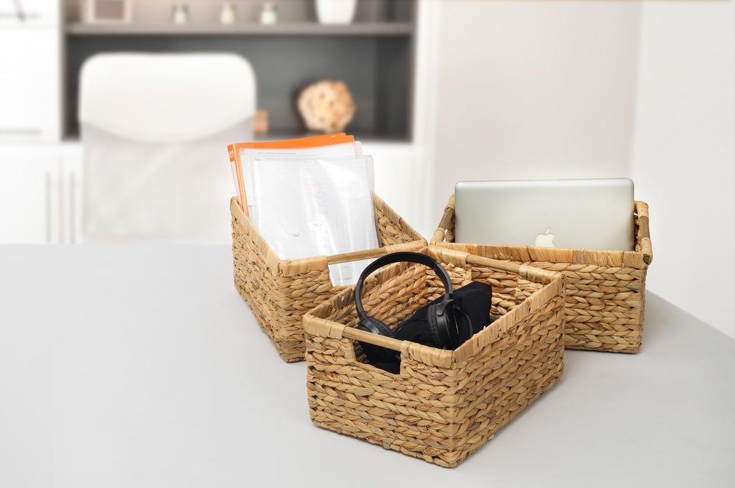 3 Large Water Hyacinth Basket Storage - High