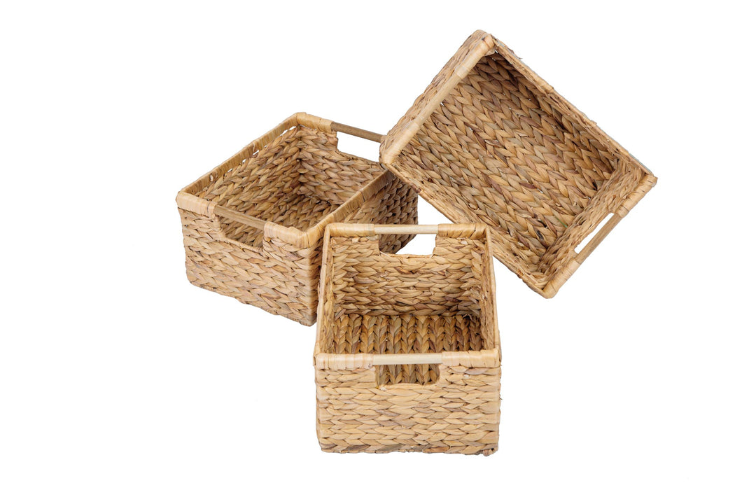 3 Large Water Hyacinth Basket Storage - High