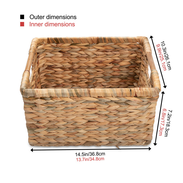 Large Water Hyacinth Storage Baskets Rectangular - High