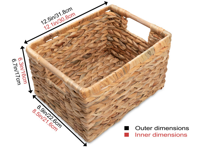 Medium Water Hyacinth Wicker Storage Baskets - High