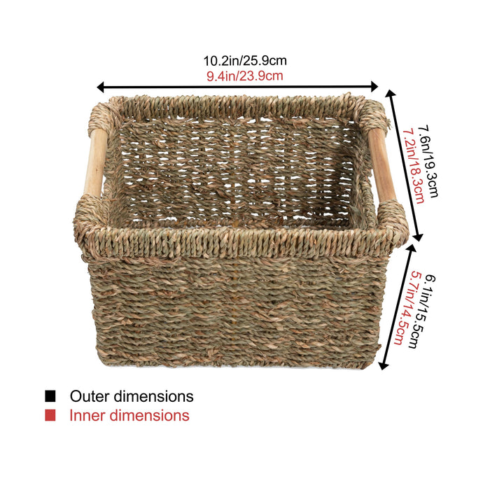 Small Seagrass Wicker Basket for Bathroom - High