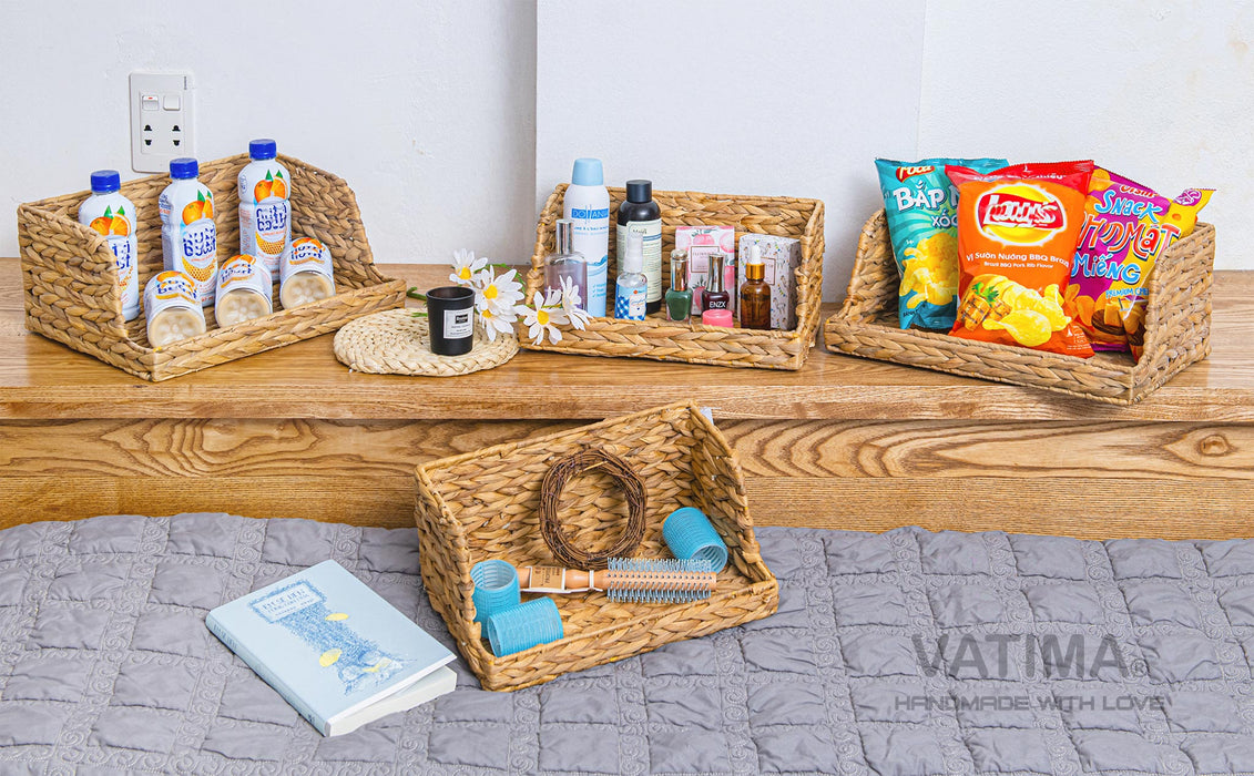 Open-Front Medium Wicker Basket for Kitchen