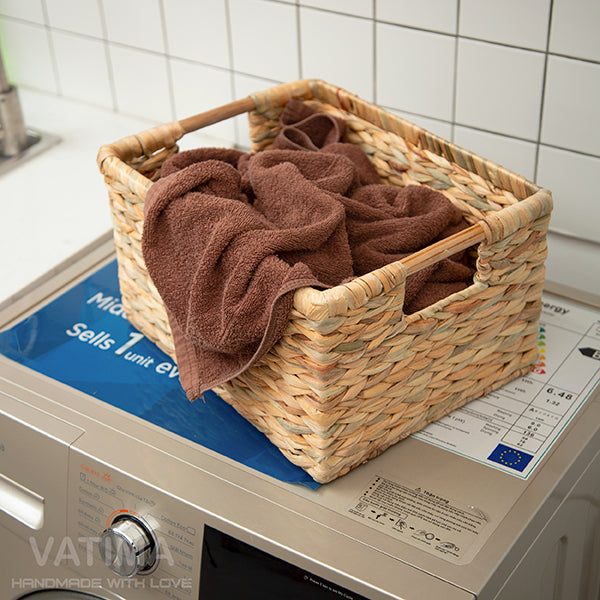 Large Water Hyacinth Storage Baskets Rectangular - High