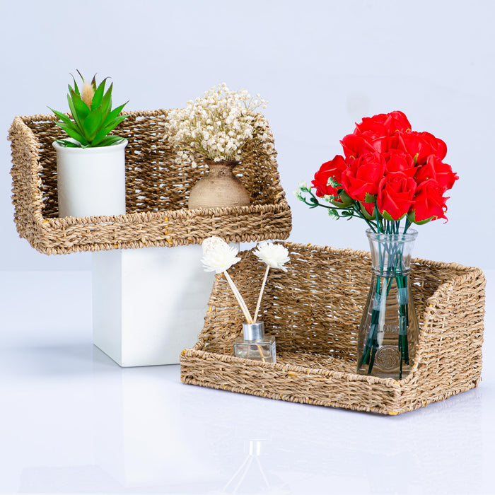 Open Front Medium Wicker Basket for Kitchen