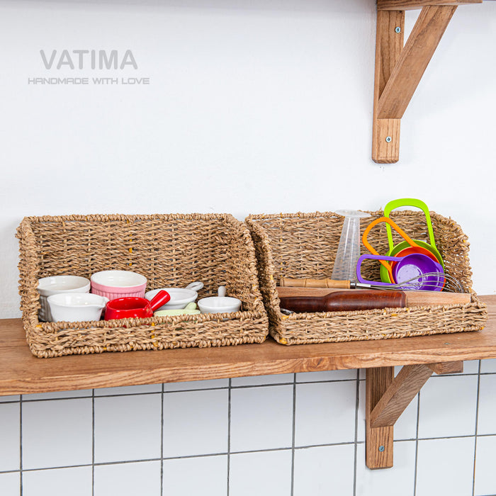 Open Front Medium Wicker Basket for Kitchen