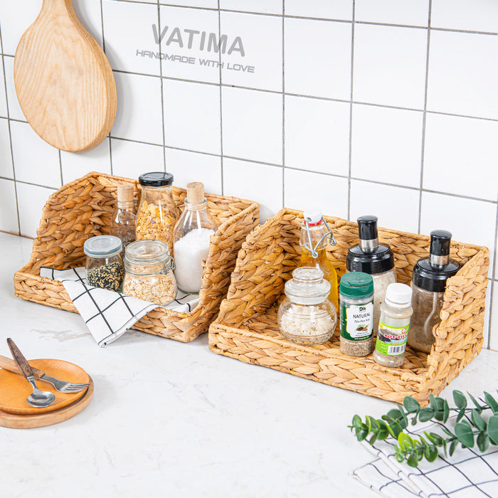 Open-Front Medium Wicker Basket for Kitchen