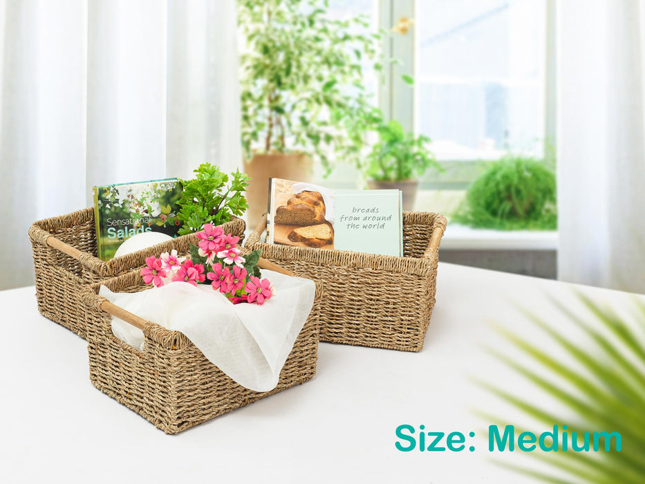 Set Of 3 Seagrass Storage Basket - High