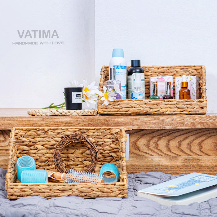 Open-Front Medium Wicker Basket for Kitchen