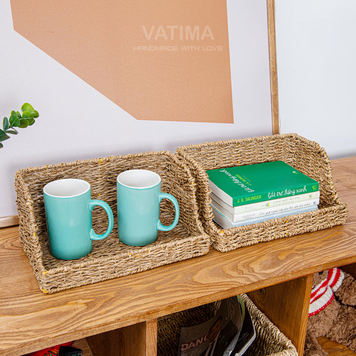 Open Front Medium Wicker Basket for Kitchen