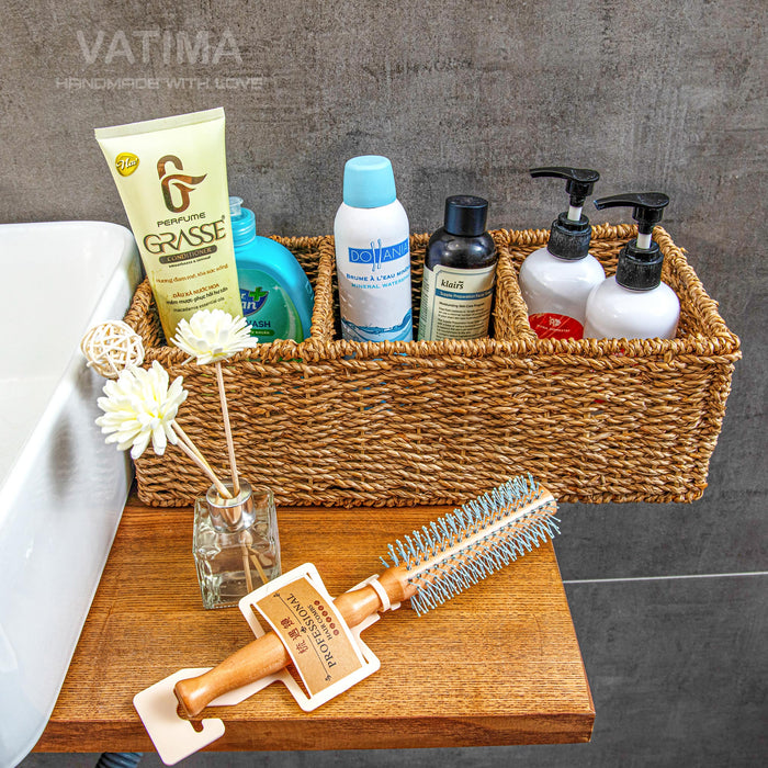 Compartments Seagrass Storage Baskets