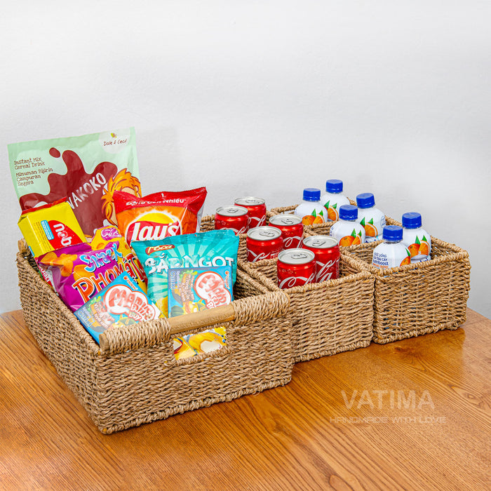 Compartments Seagrass Storage Baskets