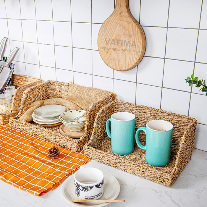 Large Seagrass Basket Open-Front for Kitchen