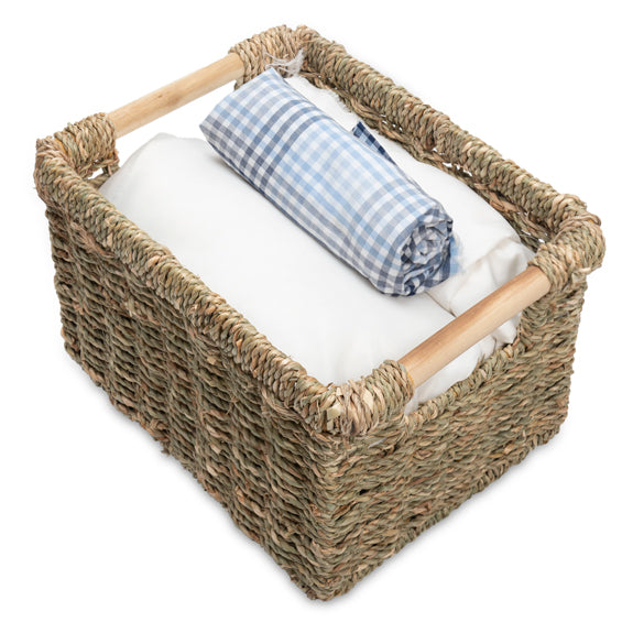 Small Seagrass Wicker Basket for Bathroom - High