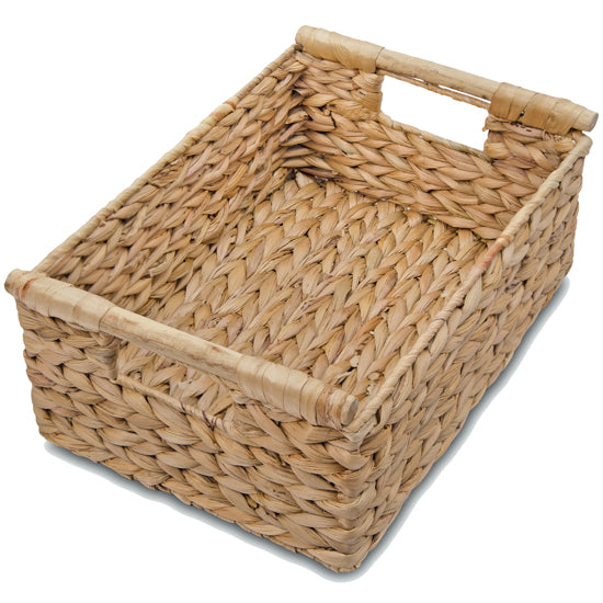 Medium Natural Water Hyacinth Wicker Storage - Low