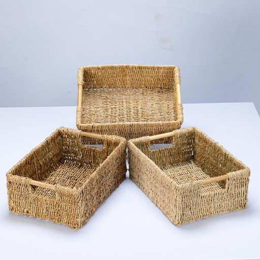 VATIMA Hyacinth Medium Wicker Basket 13.6x9.5x5.6 - With Handle, Living  Room Decor, Rectangular Design