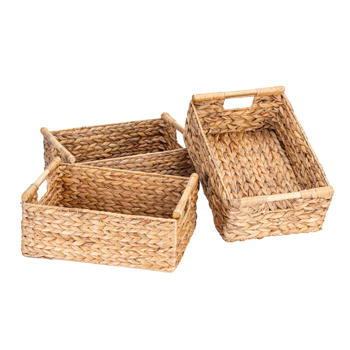 3 Large Water Hyacinth Baskets (Low)
