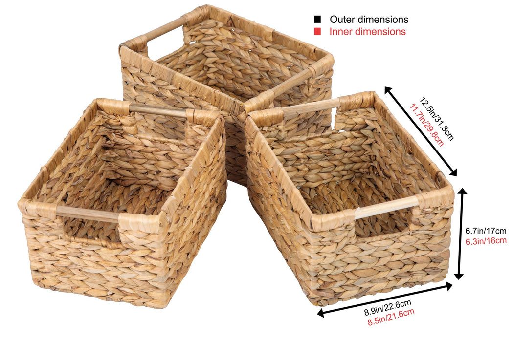 3 Medium Water Hyacinth storage basket with Handle - High