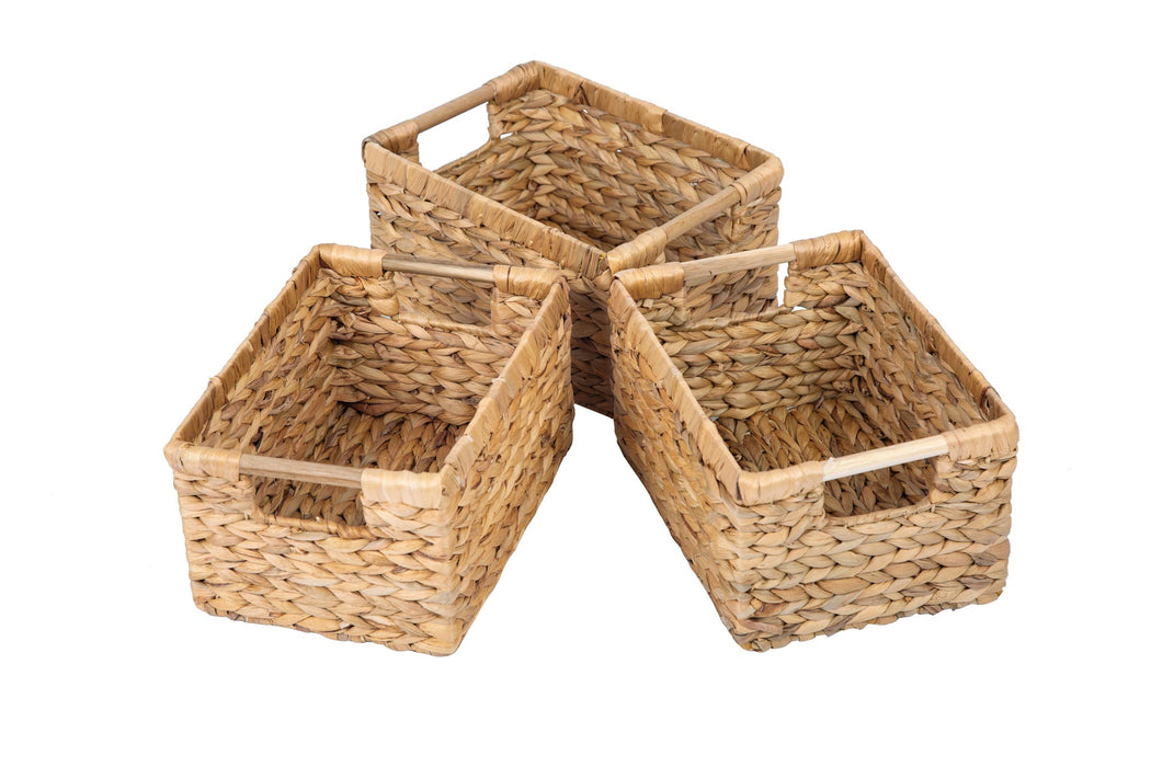 3 Medium Water Hyacinth storage basket with Handle - High