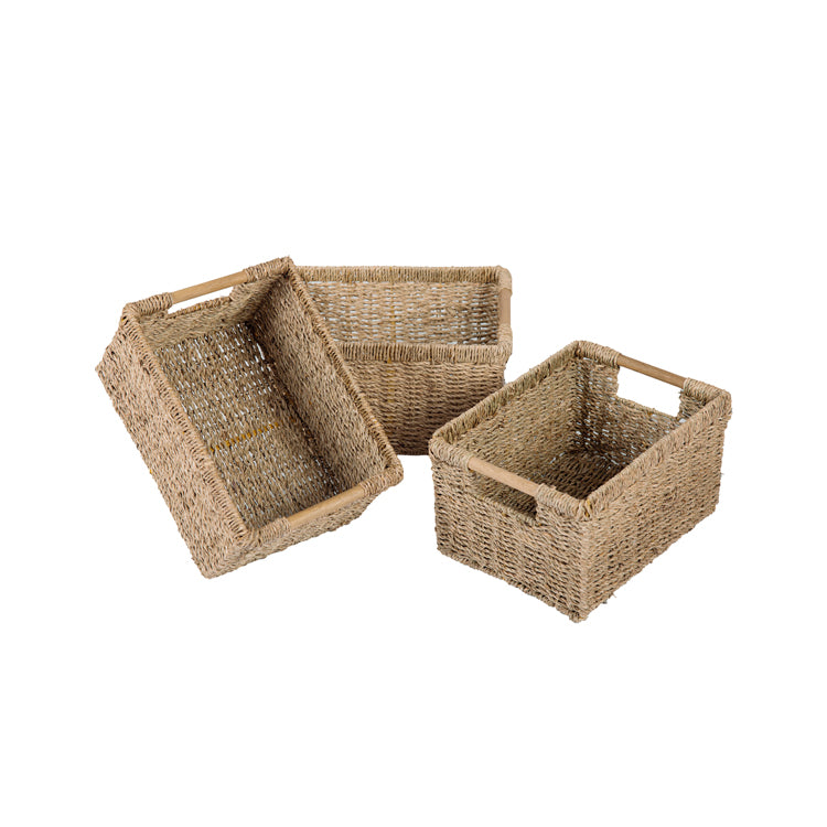 StyleWell Rectangular Seagrass Lined Storage Baskets (Set of 3