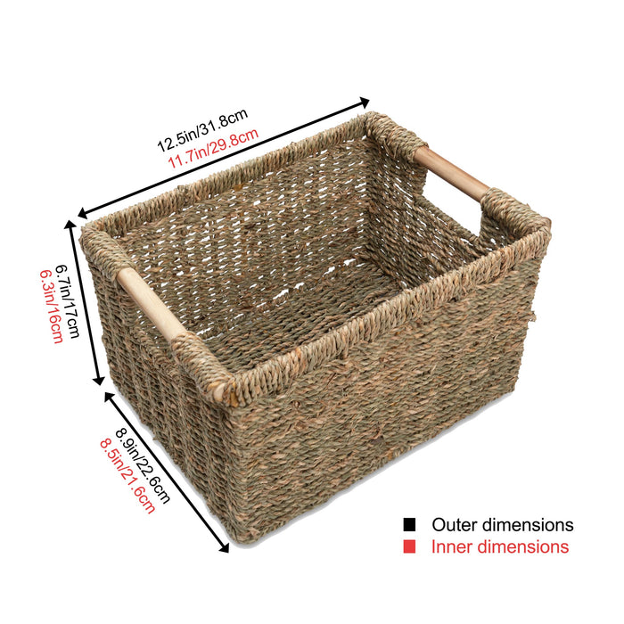 Medium Seagrass Storage Basket for Living Room - High