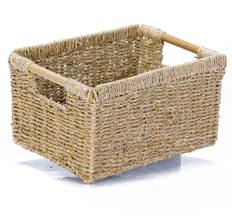 Medium Seagrass Storage Basket for Living Room - High