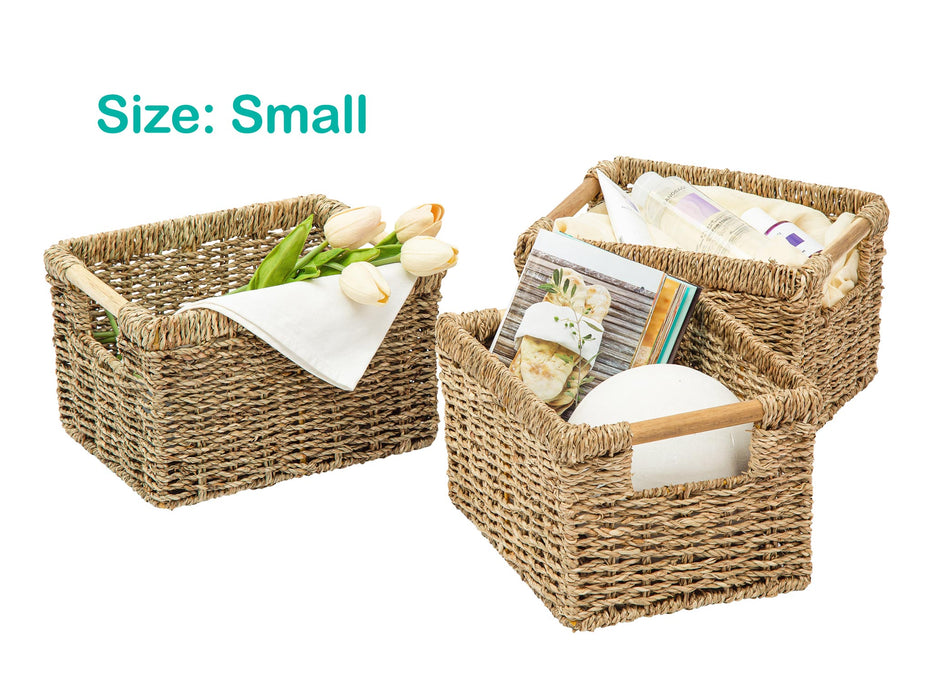 Set Of 3 Seagrass Storage Basket - High