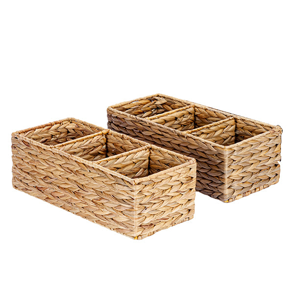 Compartments Water Hyacinth Storage Baskets for Organizing